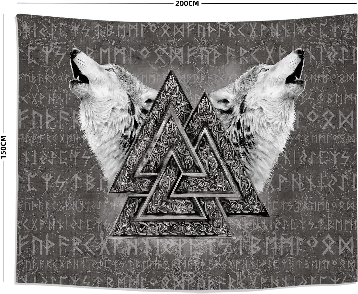 ST Soleme.Tc Viking Norse Wolf Tapestry Valknut Art Wall Nordic Mythology Tapestry Medieval Large Wall Hanging Runes Aesthetic Tapestries for Bedroom Home Decor Boy Men, 80" X 60" image number 5