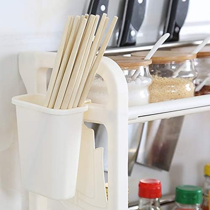 Kitchen Shelf Two Floor Multi-Functional Storage Knife Holder(Brown) Kitchen Shelf (Color : White)