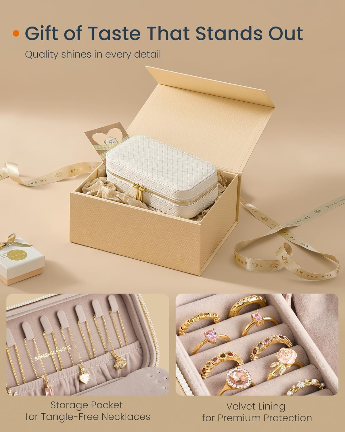 SONGMICS HOME Jewelry Box, White UJBC197W01 image number 4