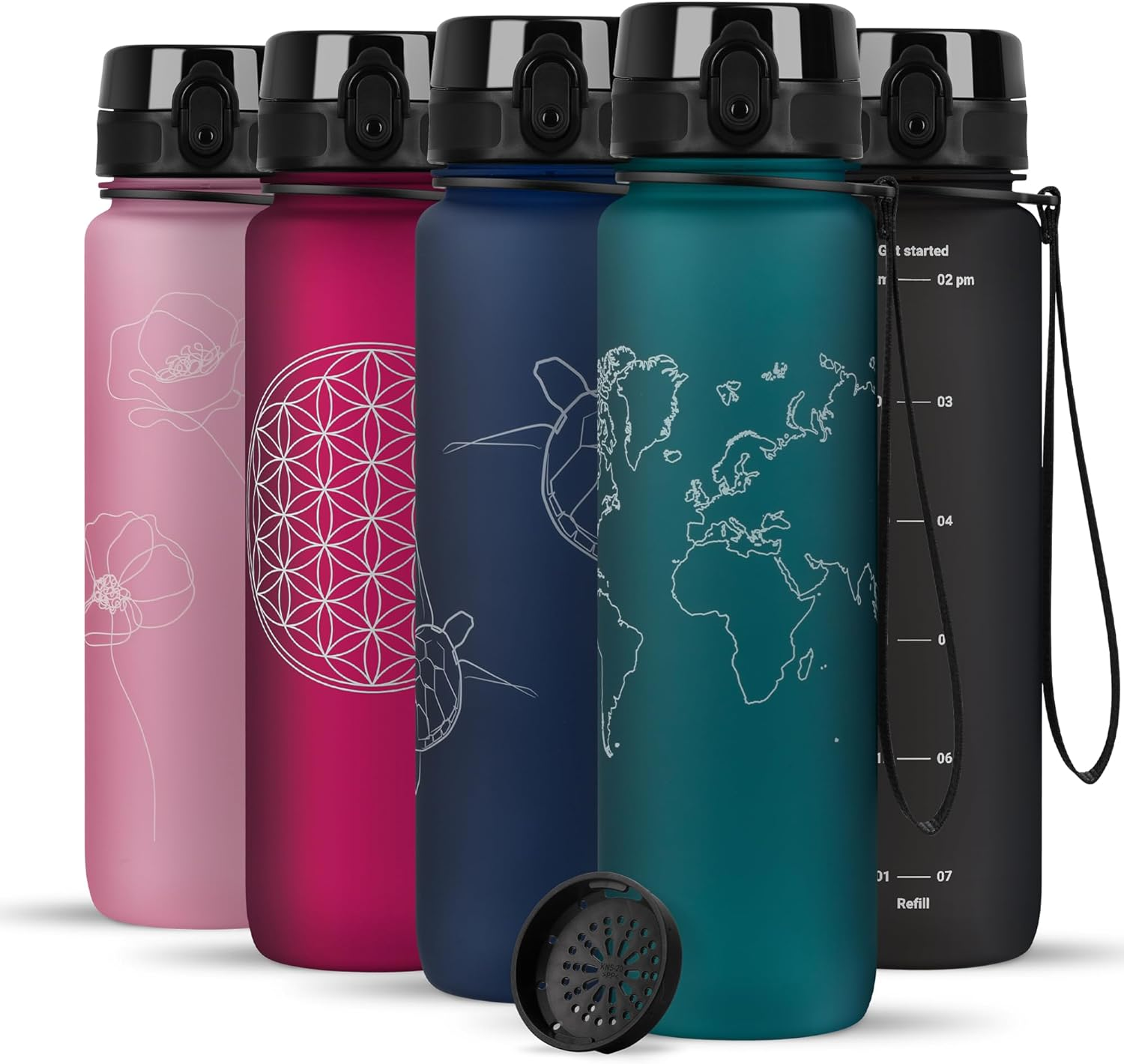 720&deg;DGREE Uberbottle 1L Softtouch Bpa-Free Sports Bottle - Emerald Green, 1000Ml, Tritan, Reusable, Infuser, Round, 8Cm W X 28.1Cm H image number 1