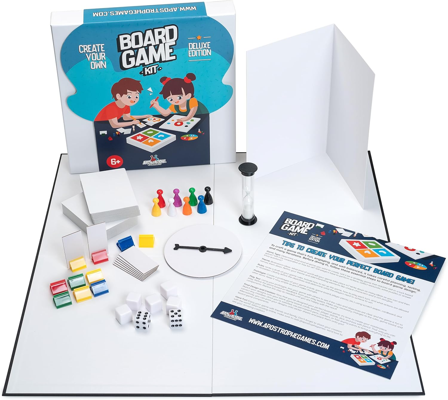 Create Your Own Board Game Set &ndash; DIY Game Kit with Blank Game Board, Game Pieces, Blank Cards, Dice, Spinner, Rulebook, Sand Timer &ndash; Complete Build Your Own Game Set for Family Board Games image number 3