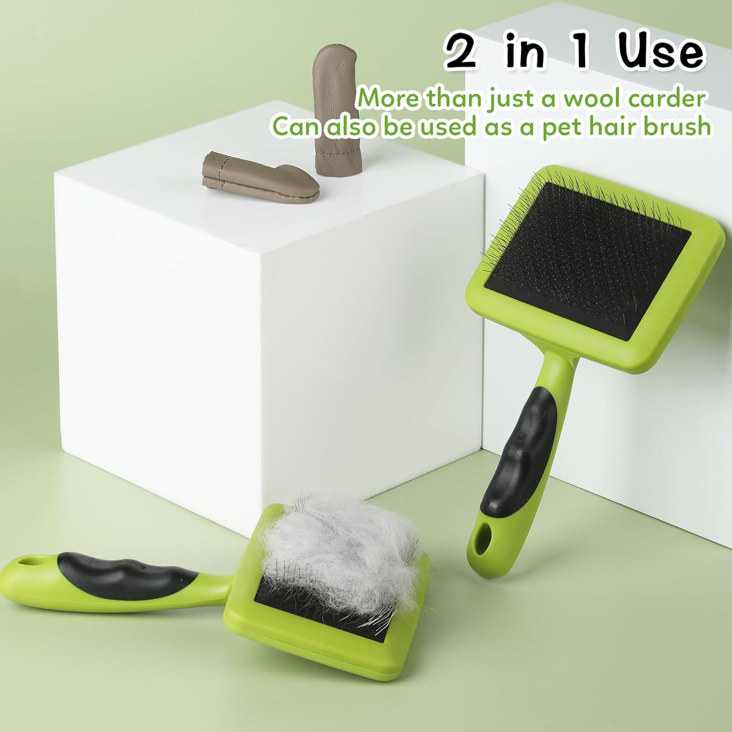 2Pcs Wool Carders, Hand Carders Wool Needle Felting Brush, Needle Felting Tools, Slicker Brush for Cat, Dogs, Wool Carders Brush for Spinning Craft Needle Felting Project or Pets image number 2