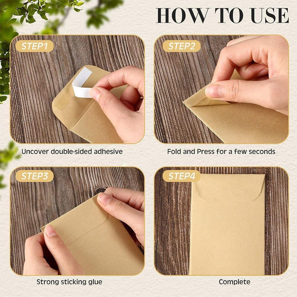 Synpinya 100Pcs Seed Envelopes 3.1X4.7 Inch, Seed Envelopes Brown Paper Seed Packets Envelopes for Storage Vegetable Preprinted image number 5