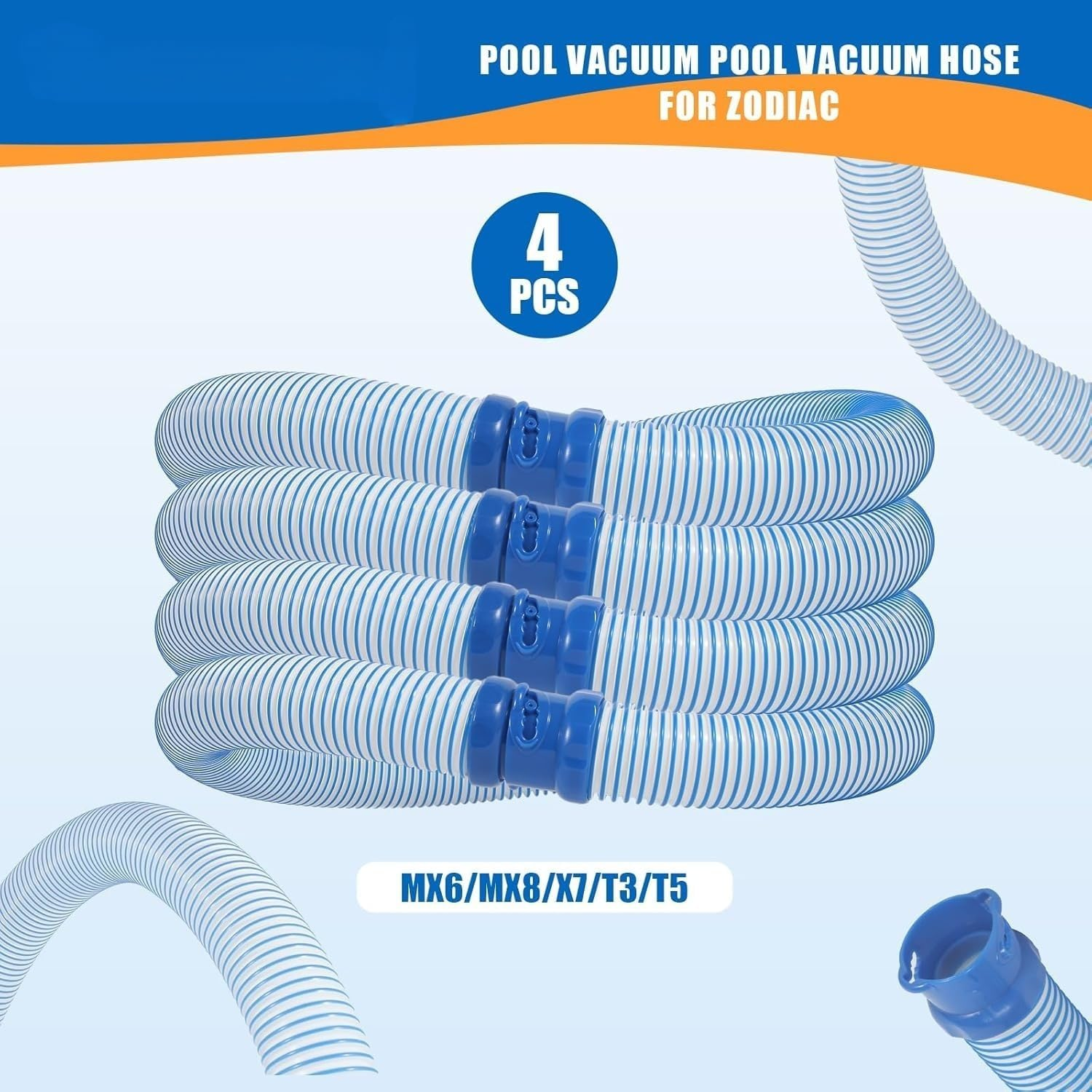 Pool Cleaner Vacuum Hoses, Fast Twist Lock Hose Replacement Kit Compatible with Zodiac Baracuda MX6,MX8,X7,T3,T5 Swimming Pool Cleaner Hose, Set of 4 Pack