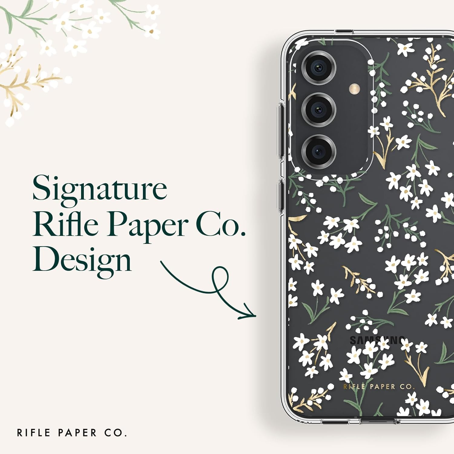 Rifle Paper Co. Samsung Galaxy S24 Case for Women [6.2"] [12Ft Drop Protection] [Wireless Charging] Floral Print Phone Case for Samsung Galaxy S24 - Anti-Scratch, Shockproof Materials - Petite Fleurs - Floral Gems image number 7
