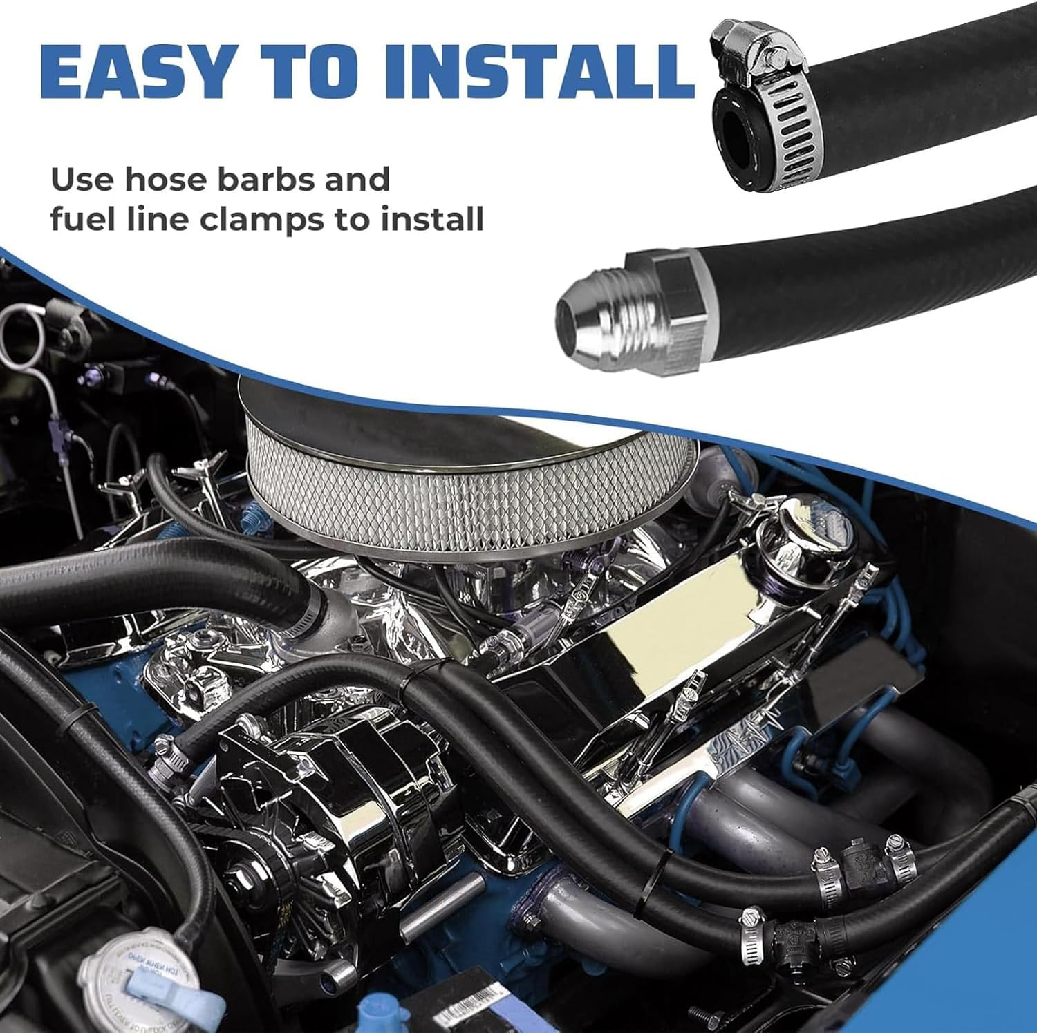 10Mm ID Fuel Line Hose, 10 FT NBR Rubber Push Lock Hose High Pressure 300PSI for Automotive Fuel Systems Engines image number 6