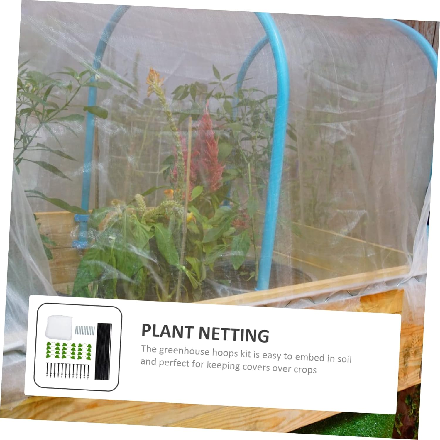 Bird Netting Garden Kit with Hoops and Pegs Raised Bed Cover Mesh for Vegetables Fruits Flowers Protection from Insects Birds and Animals Garden Netting image number 6