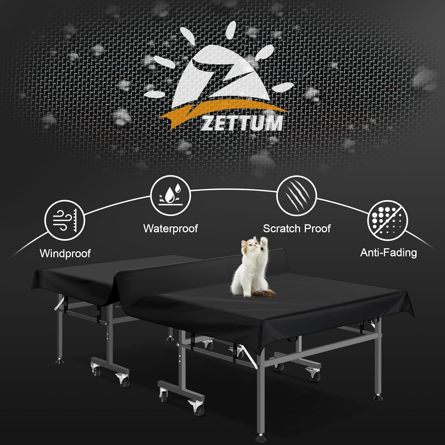 Zettum Ping Pong Table Cover - Waterproof & Heavy Duty Table Tennis Covers, Indoor Outdoor Tables Cover Fits Universal 9X5 FT Folding & Flat Tables, Durable 600D Covers Provide All-Weather Protection image number 1