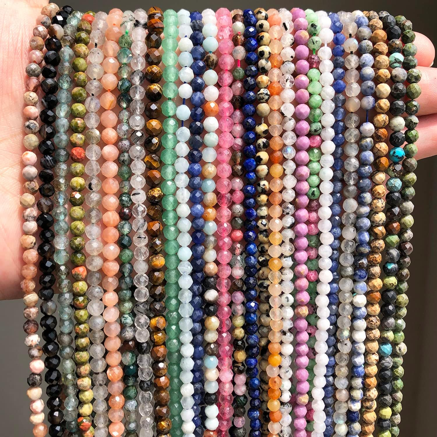 Faceted Natural Stone Beads Waist Seed Beads for DIY Jewelry Making Bracelet