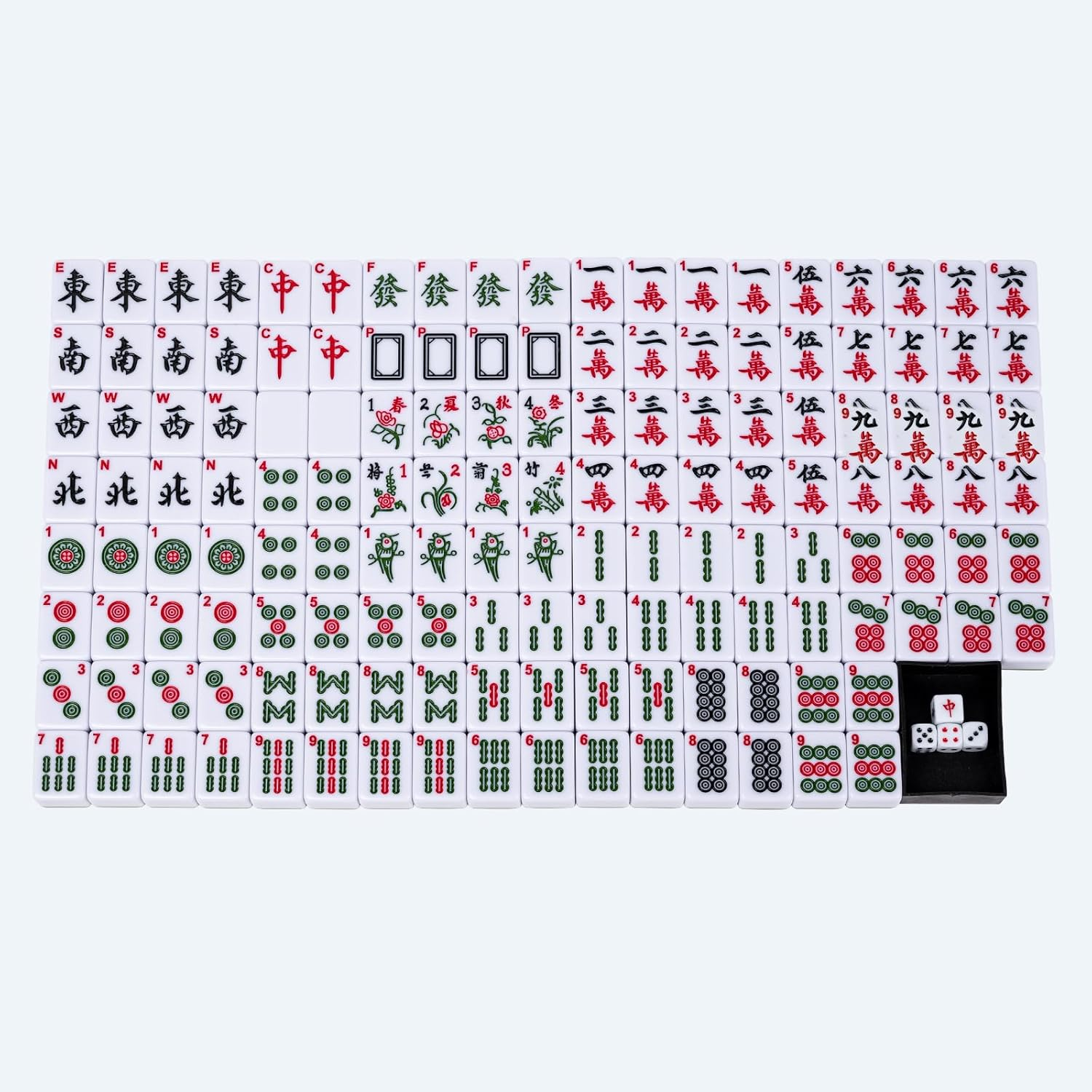 144 Small Chinese Mahjong Set + 2 Blank Melamine Tiles 1.18"(30Mm) Tile with Portable Travel Handbag Complete Mahjong Game Set image number 6