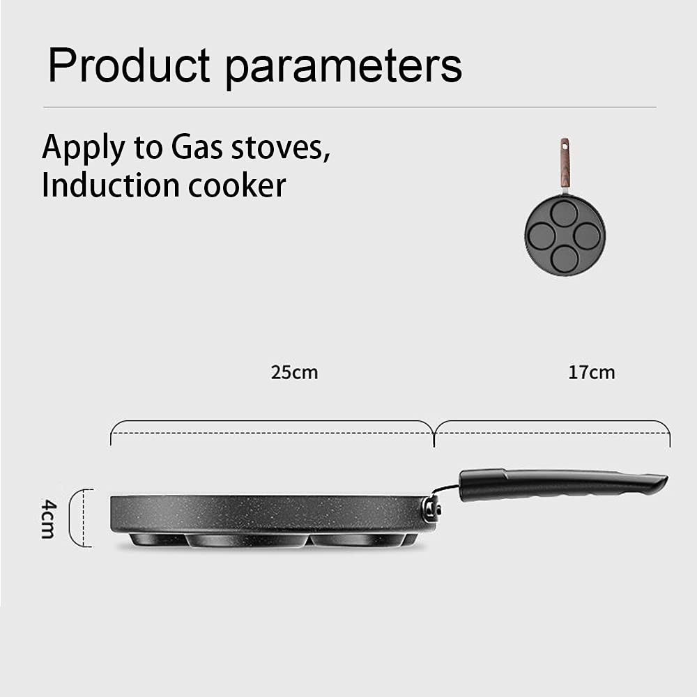 SEHORTREE Heart-Shaped 4-Cup Egg Frying Pan, Non-Stick, 9.4" (Heart-Shaped), 4 Eggs at Once, Gas & Induction Compatible - Heart-Shaped image number 5