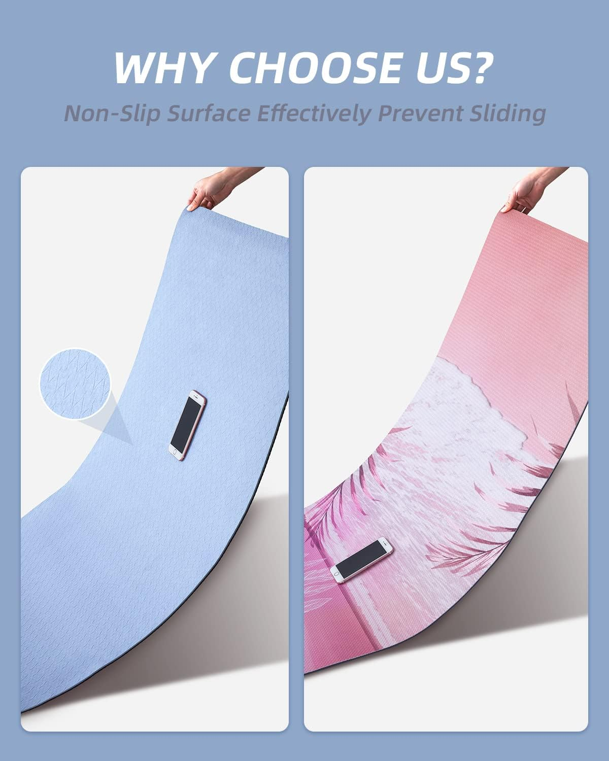 COOLMOON 1/4 Inch Extra Thick Yoga Mat Double-Sided Non Slip,Yoga Mat for Women and Men,Fitness Mats with Carrying Strap,Eco Friendly TPE Yoga Mat, Pilates and Exercises Mat - Pink image number 4