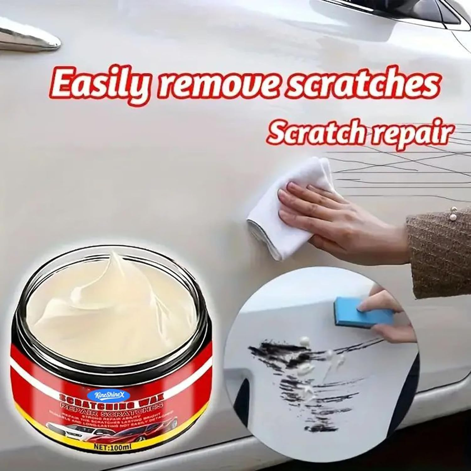 Scratch Remover for Vehicles | 100Ml Deep Scratch Remover for Cars - Long-Lasting Coating Restorer with Sponge Cleaner Paint Solution for Marine Auto Automotive RV Interior Exterior image number 6