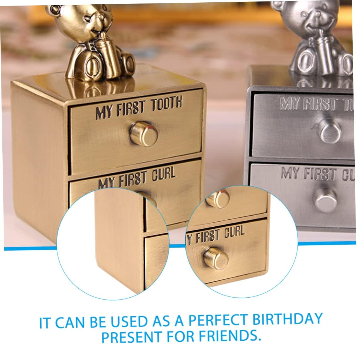 Zinc Alloy Boys and Girls Tooth Box Portable Metal Tooth Storage for Personalised image number 1