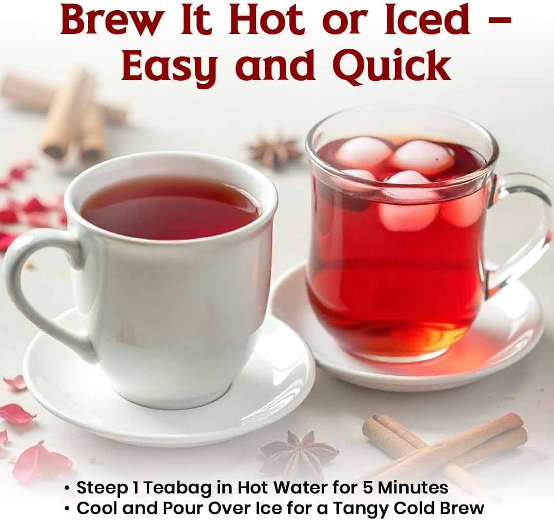 Zyanna 100% Natural Loose Leaf Hibiscus Tea, Dried Hibiscus Flower for Tea Petals, Caffeine-Free, Refreshing Tart Flavor (20 Teabags) image number 6