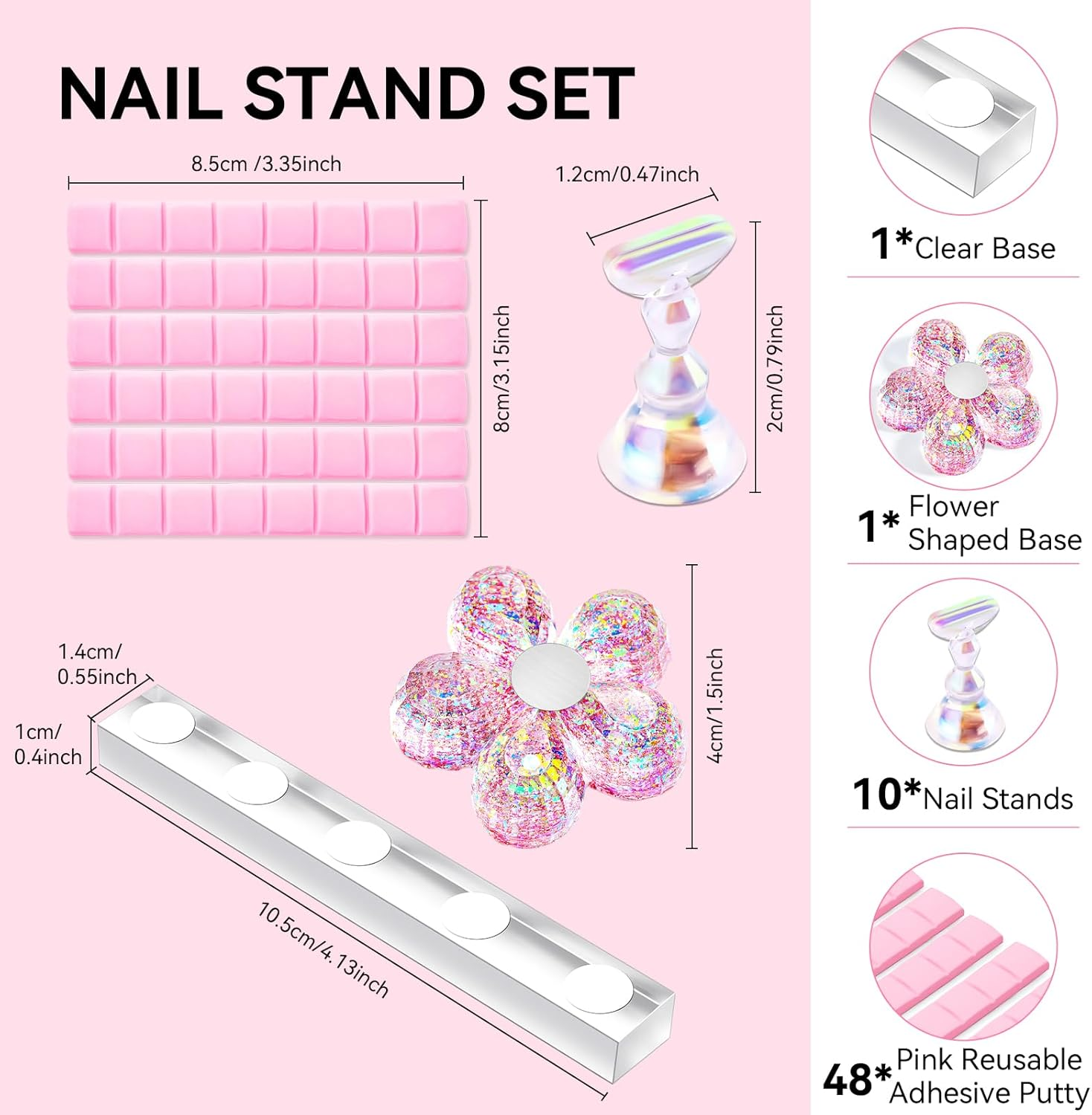 Makartt Nail Stand for Press on Nails Display Practice Art Magnetic Fake Nail Holder for Painting Nails Stand for False Nail Designs with Reusable Putty for Home DIY Beginner Salon Supplies image number 3