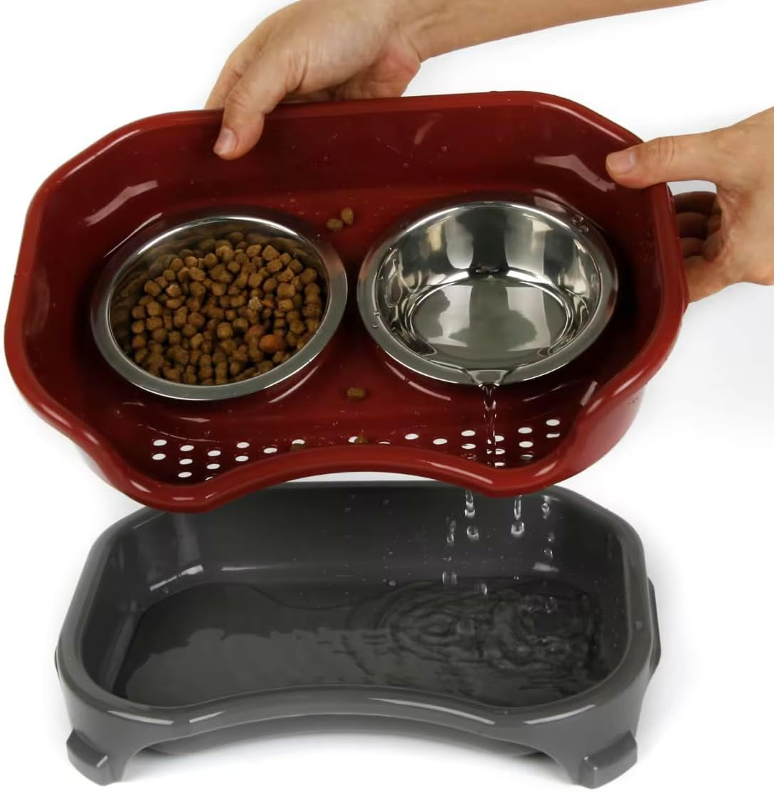 Pet Bowls, Mess-Proof, Elevated, No Spill, Non-Tip, Pet Accessary, Raised Stainless Steel Food & Water Pet Bowls,Stand Feeder Set for Cats and Puppy image number 3