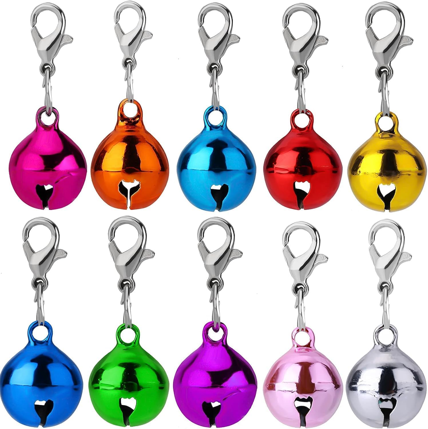 10 Pcs Cat Dog Collar Bells, Jingle Bell for Cat Collar,Dog Collar Charms,Colourful Pet Small Bells with Clasps Collar Accessories,Festival Party DIY Crafts Decoration image number 5