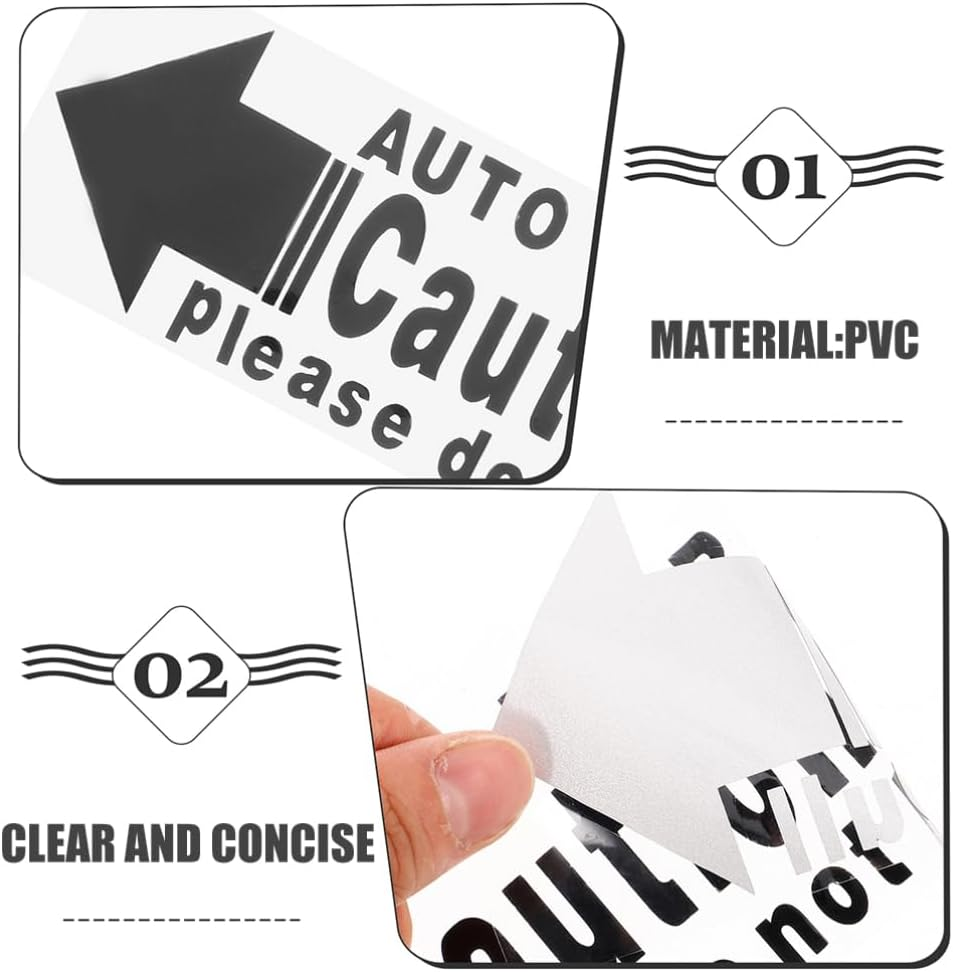 Iplusmile 4Pcs Caution Automatic Door Stickers, Self Adhesive Auto Door Automatic Sliding Door Signs Easy Installation Vinyl Warning Sign Caution Sticker Decals image number 5