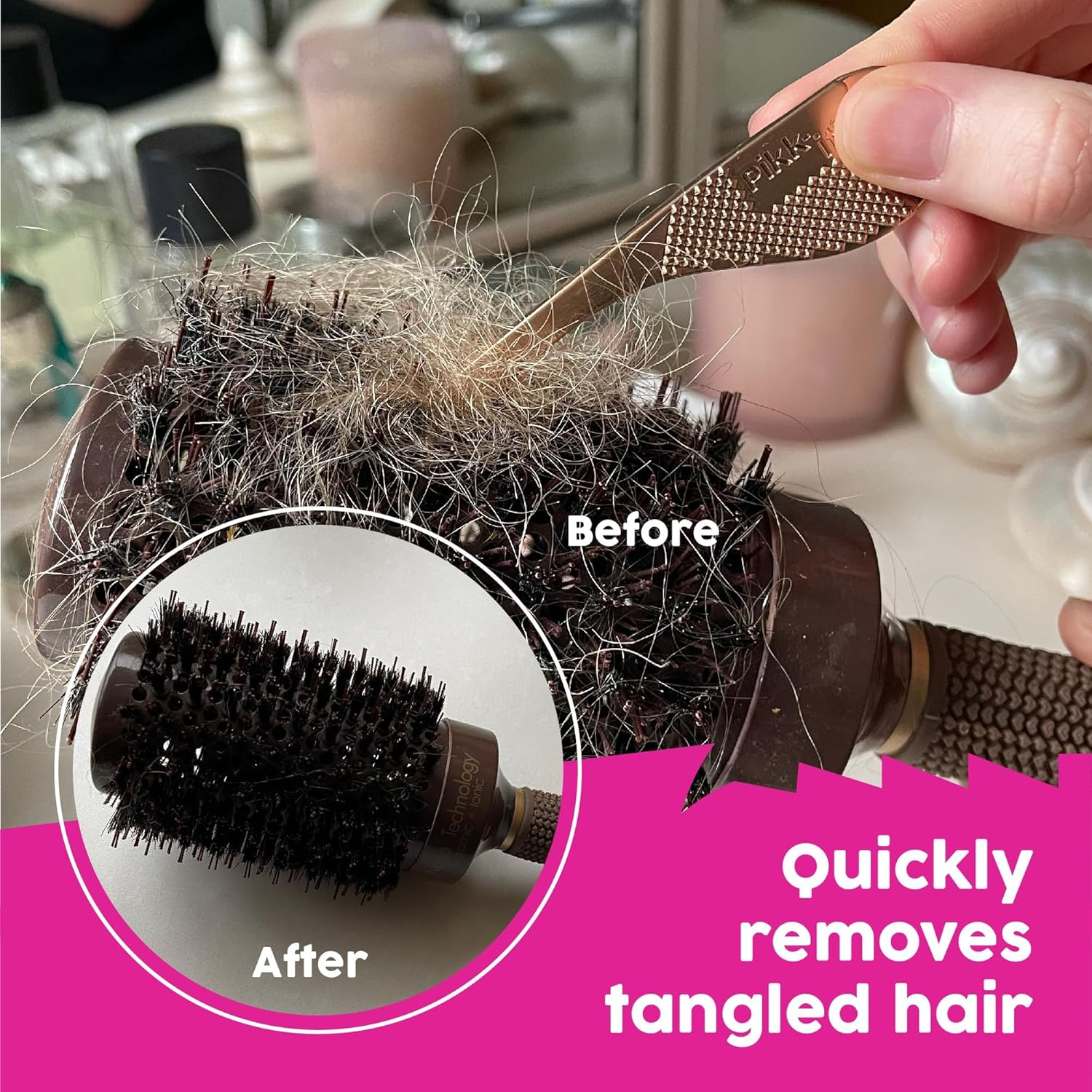 Pikk-It -As Seen on TV- Vacuum Hair Brush Cleaner Gadget Designed for Removing Tangled Hairs and Fibres from Vacuums and Hairbrushes, Super Hairbrush Cleaner Rake - Remove Every Brush Hair in Seconds image number 4