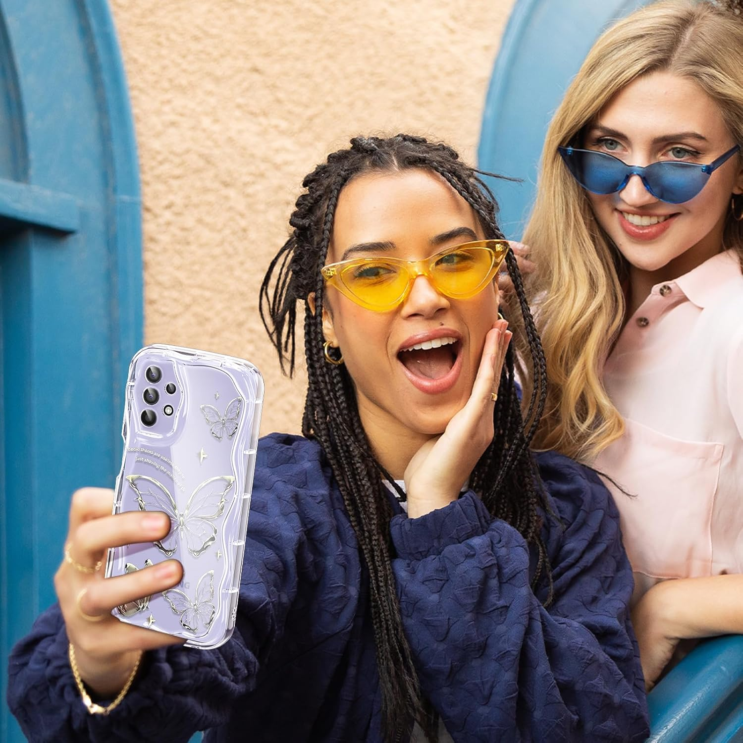 CASBST Compatible for Samsung Galaxy A32 5G Case, Pretty Butterfly Print Three-Dimensional Wave Clear Case for Girls Women, Soft Full Package Anti-Fall Cover for Galaxy A32 5G, Silver Butterfly image number 7