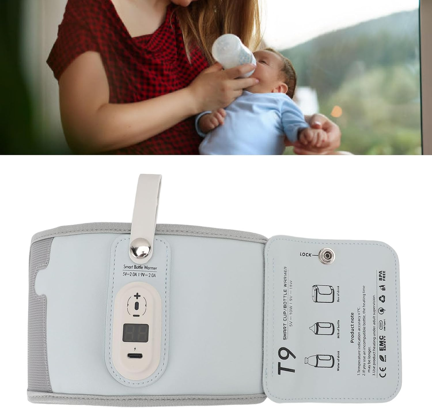 Dpofirs USB Portable Bottle Warmer for Travel, Temp Control, Rapid Warming, Waterless Milk Warming for Comfortable Baby Feeding image number 5