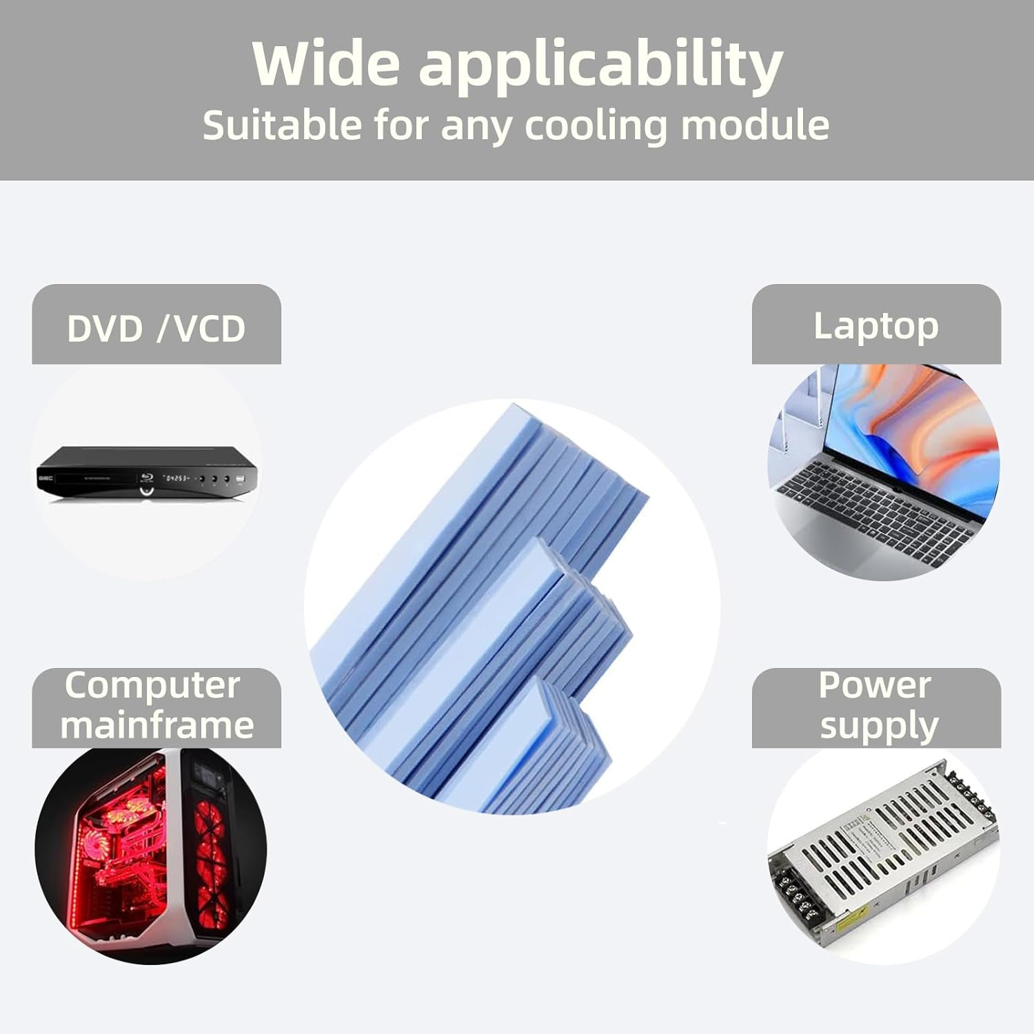 Hzqzaoan 12 Pcs Assorted Thickness 0.5/1.0/1.5 Mm Silicone Thermal Pads with 6.0 W/Mk Thermal Conductivity, High Performance Thermal Conductive Pads for SSD CPU GPU LED IC Chipset Cooling (Blue) image number 3