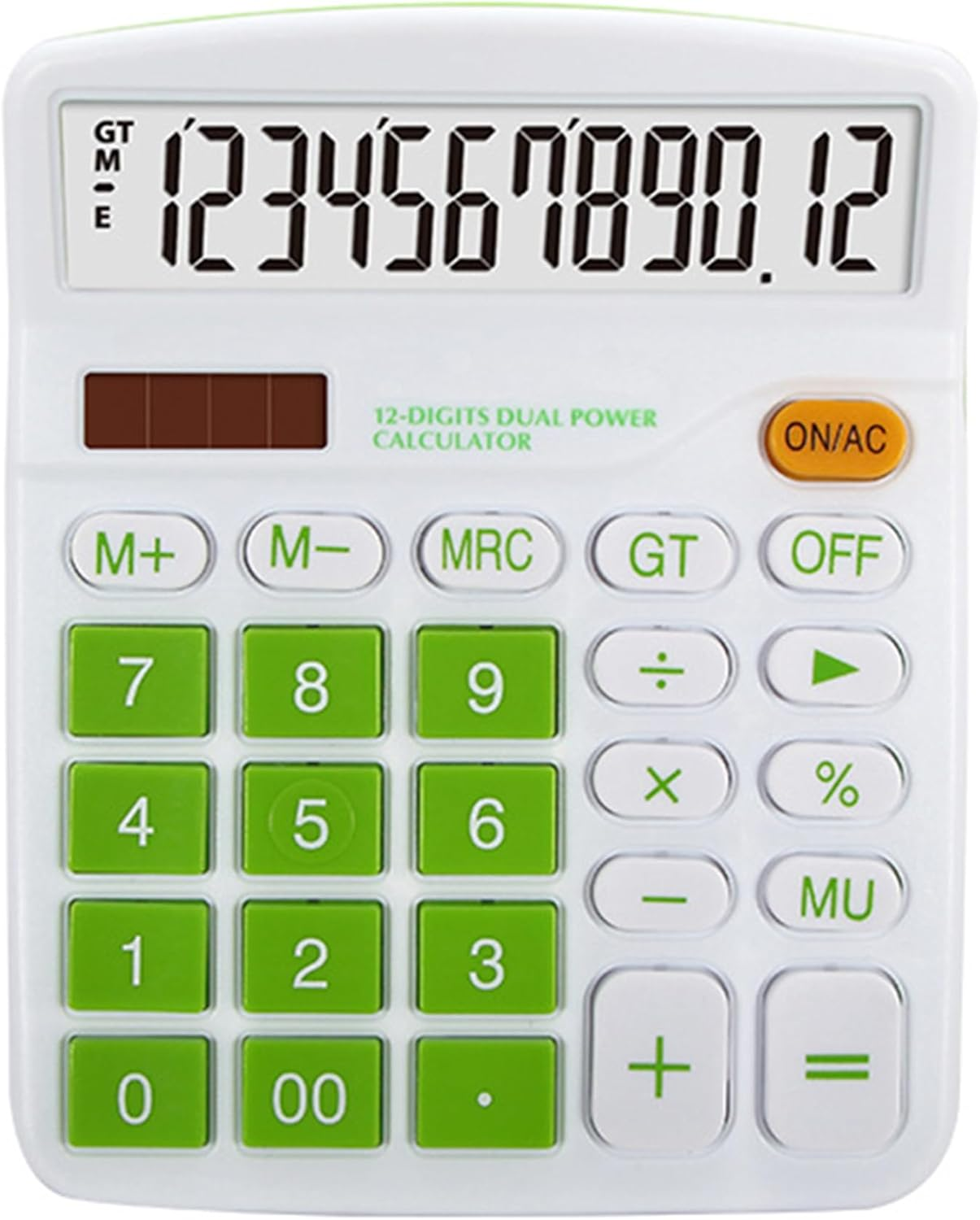 Meichoon Calculator Desktop Solar Battery Dual Power, 12 Digit Large LCD Display Financial Dedicated Calculator Large Standard Function Desktop Business Calculator for Office/Home/School KA08 Green