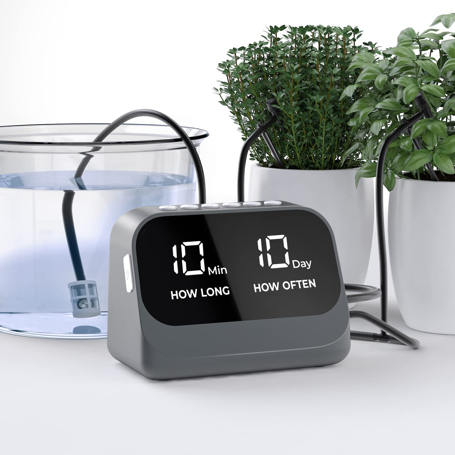 Automatic Watering System for Potted Plants, Plant Waterer with Smart Programmable Timer, Waterproof LED Display & Large Capacity Battery, Precise Distribution of Water (Grey) image number 2