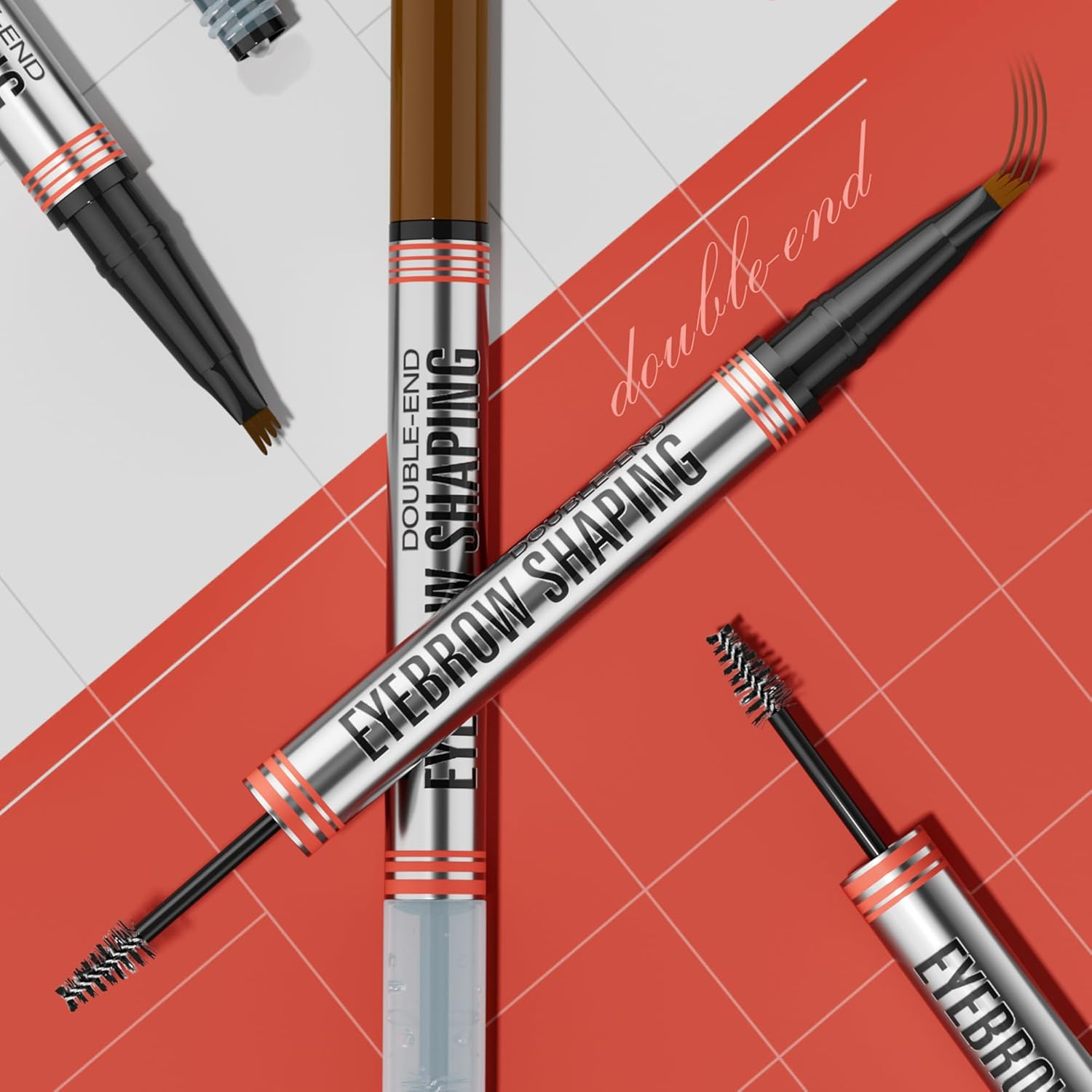 4-Fork Liquid Brow Pen + Waterproof Dual-End Brow Gel and Shaping Brush (Black) image number 1