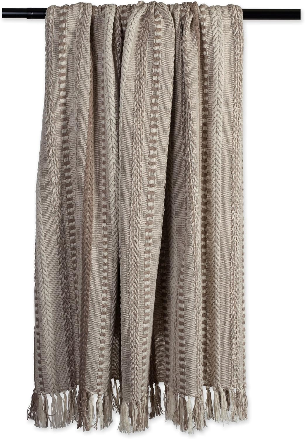 DII Braided Striped Throw, 50X60, Stone image number 5