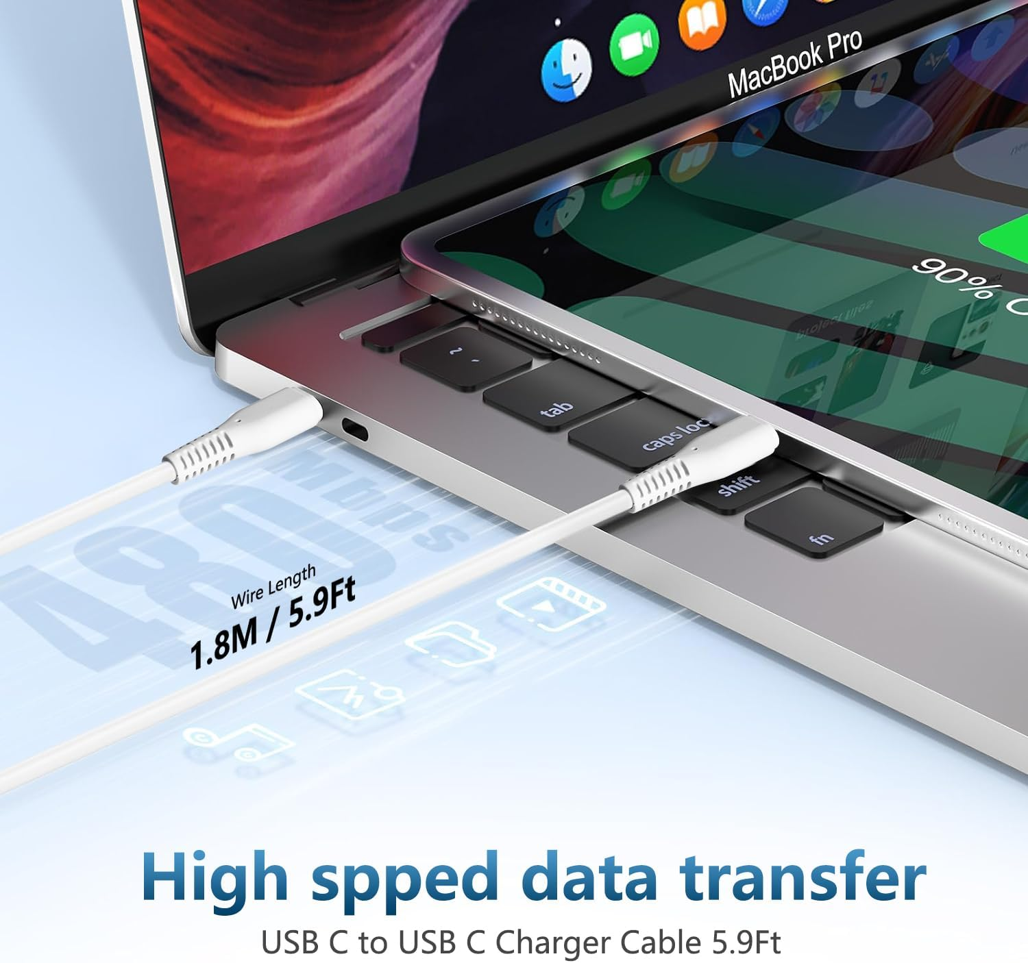 KFD Gan 140W 28V5A USB-C PD3.1 Charger for Macbook M3 M4 16'' 14'' Pro Air, Ipad Pro 2024, ASUS DELL HP OMEN, Galaxy S24 S23 Note 20, Iphone 16 15 Pro, Eero Poe, Msi AI Gaming Laptop Power Adapter image number 4