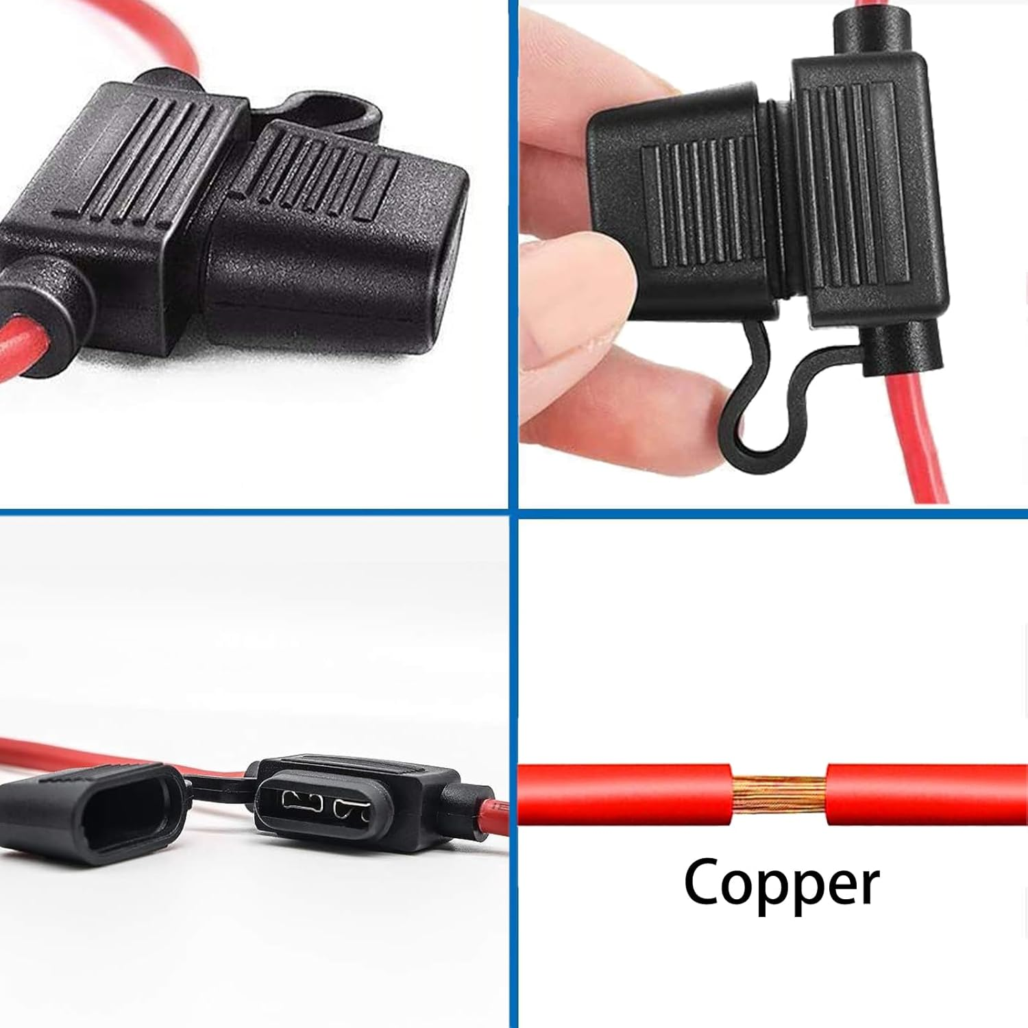 5Pcs 12 AWG Inline Fuse Holder with 30 Amp ATO/ATC Standard Blade Fuse,12 Gauge Automotive Fuse Holder (Black) image number 3