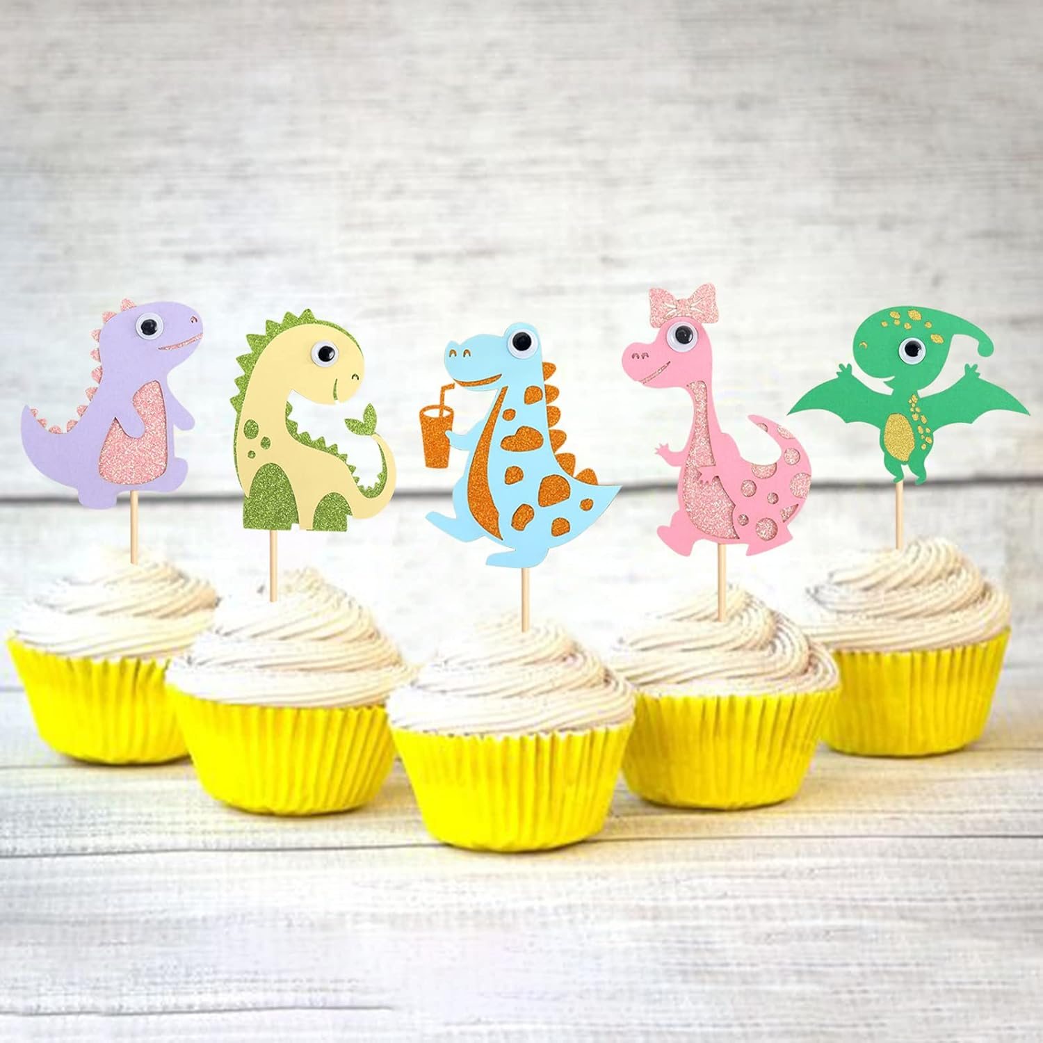 25 Pack Dinosaur Cupcake Toppers Baby Shower Dinosaur Cupcake Picks Cute Dinosaur Theme Baby Boy Girl Dinosaur Birthday Party Cake Decorations Supplies image number 3
