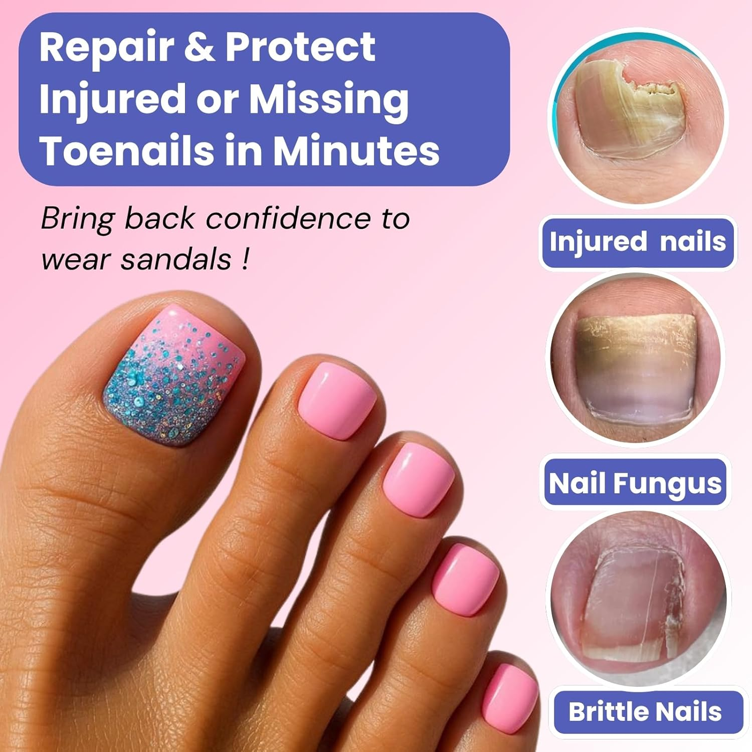 Wide Pre-Etched Square Toe Dual Forms for Polygel,Sinokame Poly Gel Toenail Forms Molds Extension Reusable,No File Needed,16 Sizes (000-13) with French Guidelines for Salon Home Diy,160Pcs image number 6