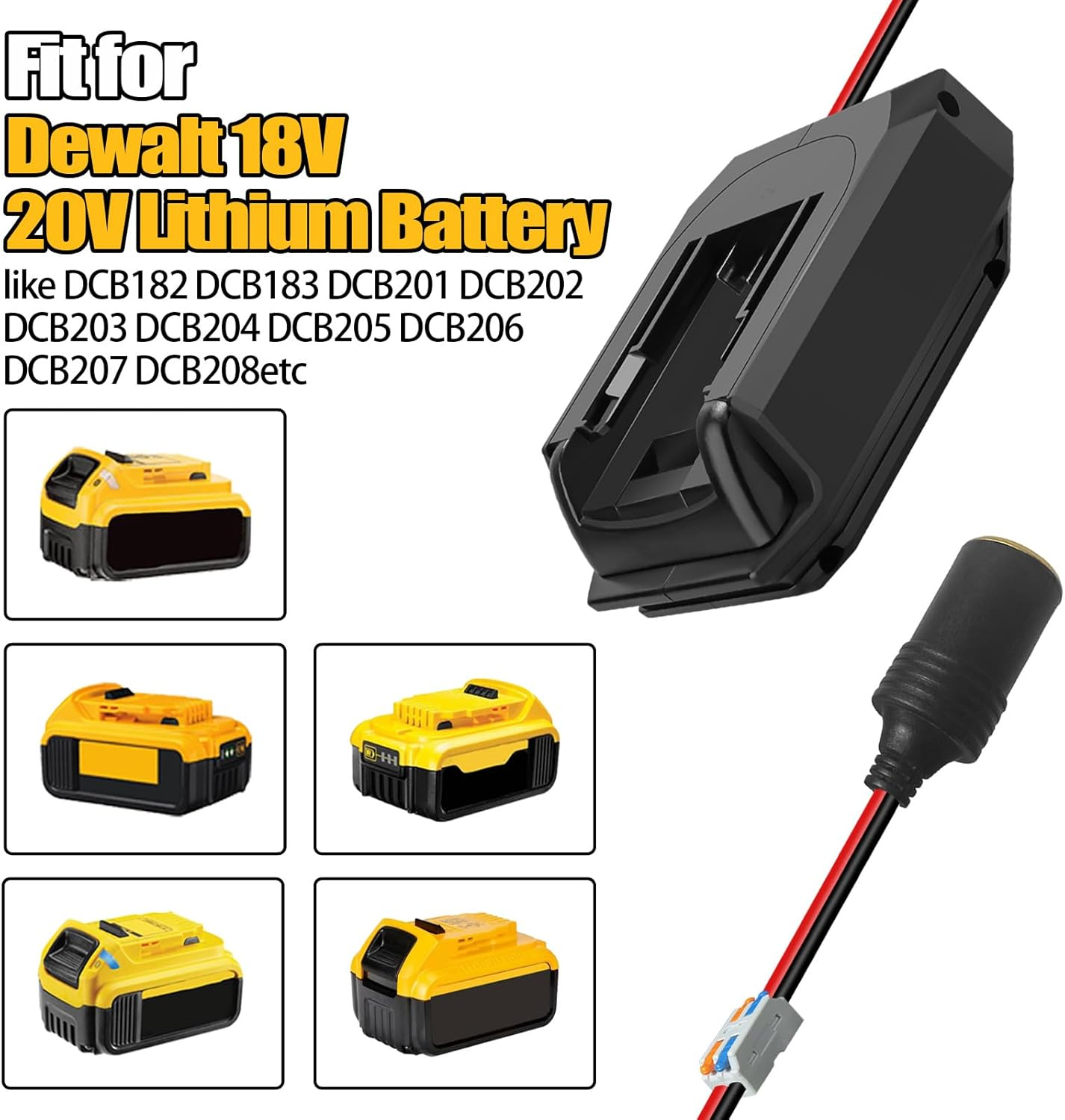 Step down Converter for Dewalt 18V to 12V Power Wheels Battery Adapter, 5V-13V Buck Converter Regulator, DIY Charger Converter Power Station with Cigarette Lighter for RC Cars, Robotics image number 2