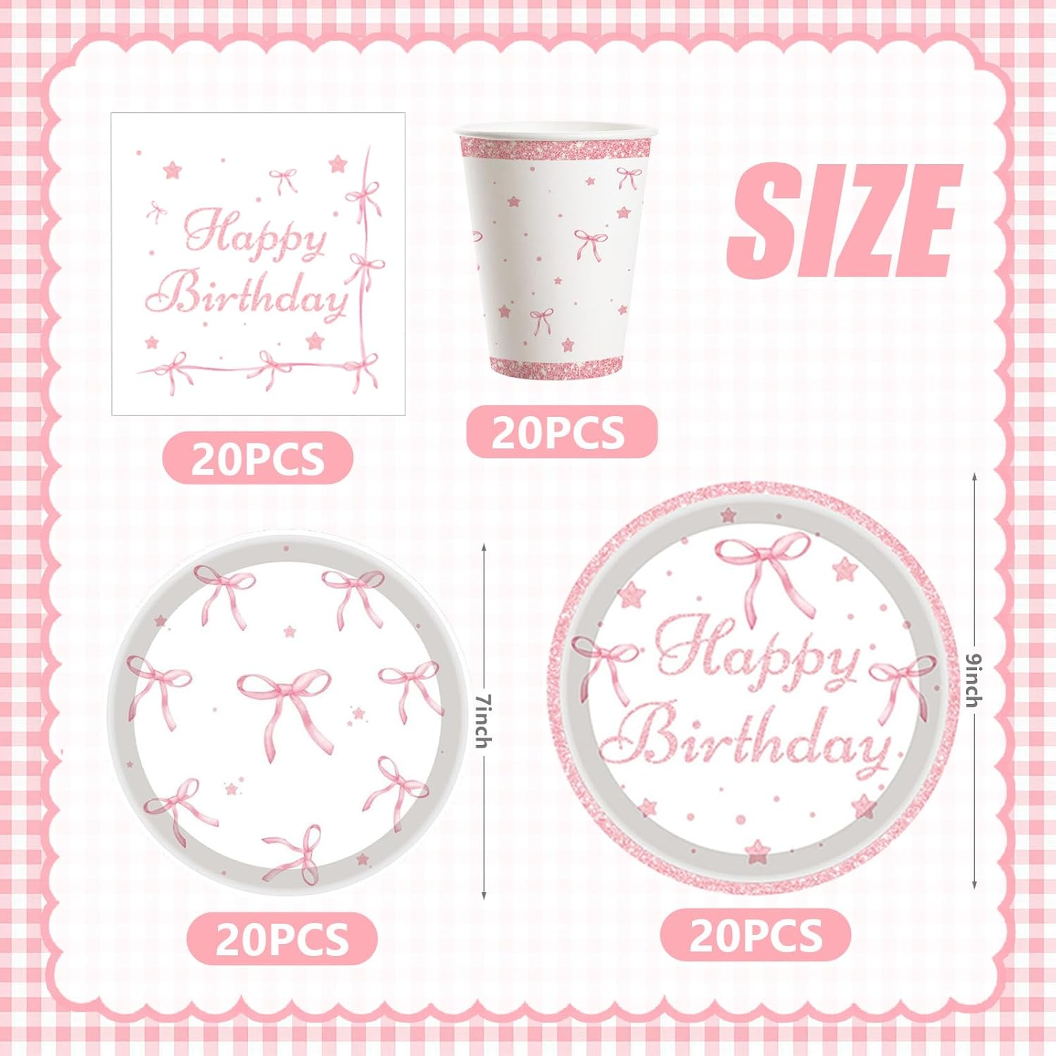 PEKGLOW 84Pcs Bow Party Supplies Pink Bow Plates Napkins Tableware Bowknot Dinnerware for Women'S Coquette Birthday Party Supplies Paper Plates Bachelorette Engagement Pink Birthday Decoration image number 3