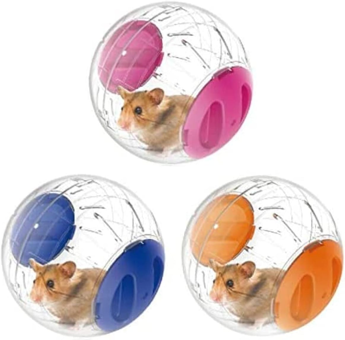 New Cute Hamster Running Ball 4.7 Inches, Crystal Ball for Hamsters,Small Silent Exercise Wheel, Small Animals Cage Accessories,Small Animal Pet Toys Ball,Mouse Ball (Pink) - Pink image number 5