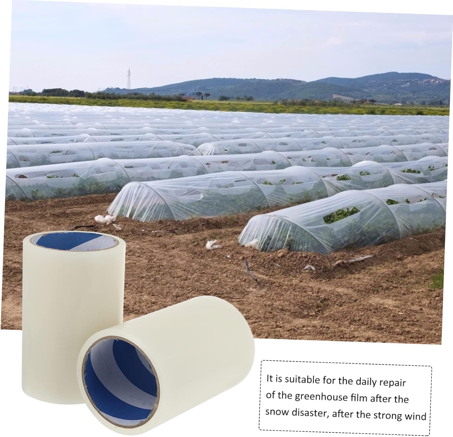 CHILDWEET 2Rolls Polyethylene Greenhouse Repair Tape Strong Sealing Tape Uv Resistant Wide for Rain Leak Repair
