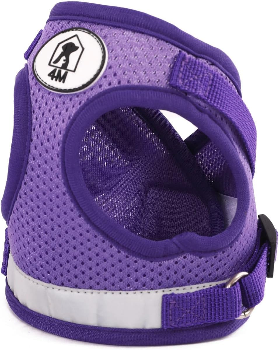 4M Pets Cats and Dogs Vest Harnesses with Leash Reflective,Dog Vest Harness, Reflective & Adjustable Harness for Small to Medium Dogs (Purple, XL)