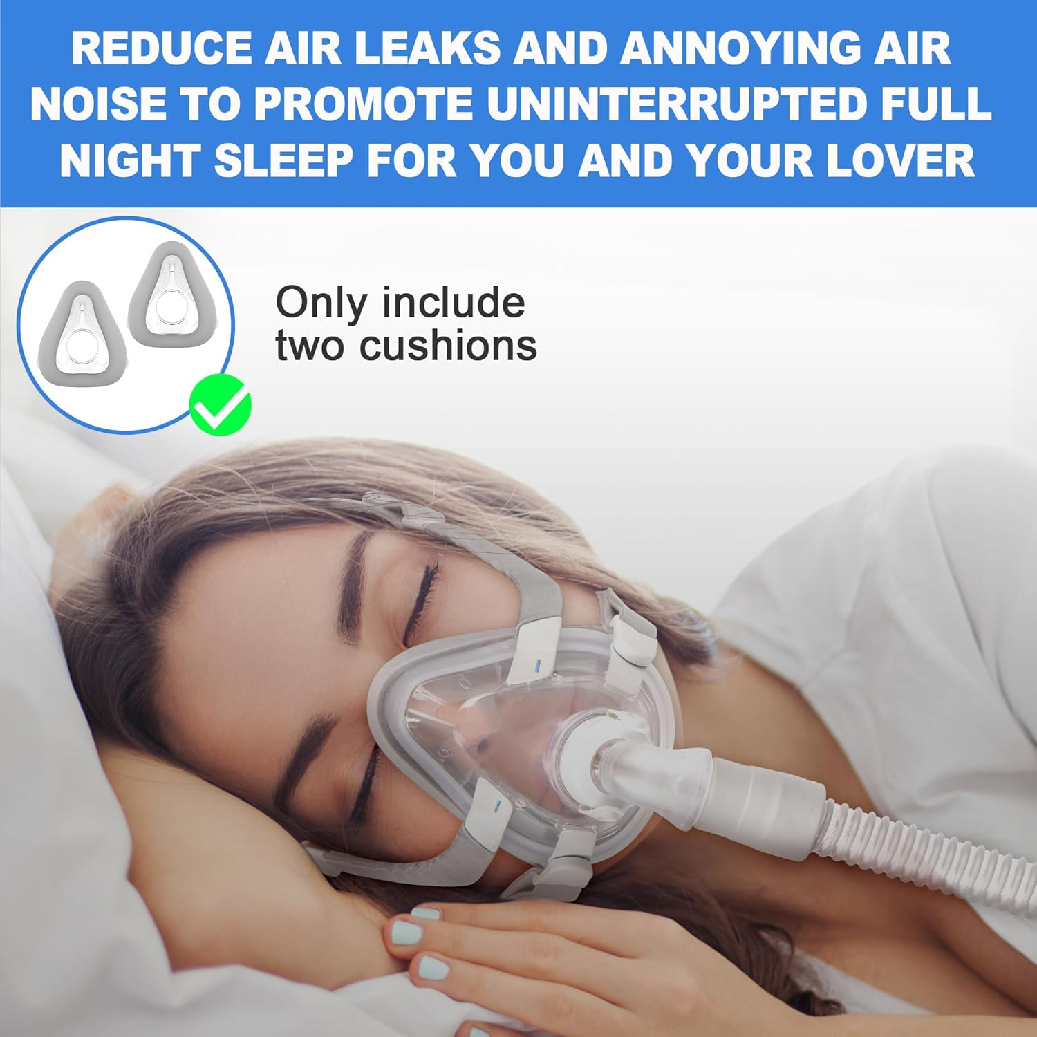 2 Packs Replacement Cushion (M) Compatible with Airtouch F20 and Airfit F20, Optimized Comfort & Secure Seal with Memory Foam (New Version), Exceptional Value & Durable CPAP Mask Supplies by Airsmart (M) image number 2