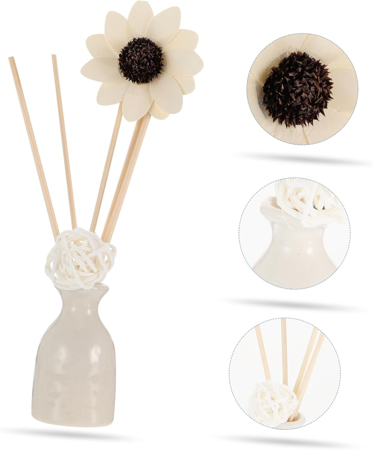 Home Fragrance Aromatherapy Set Rattan Air Freshener Essential Oil Diffuser Fake Flower Ceramic Vase Decor image number 3