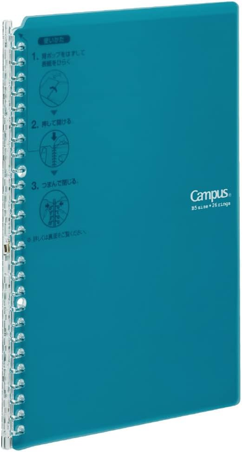 Kokuyo Campus Smart Ring Binder, up to 25 Sheets, B5, 26 Holes (Clear, Light Blue, Light Pink & 100 Sheets Paper Set)