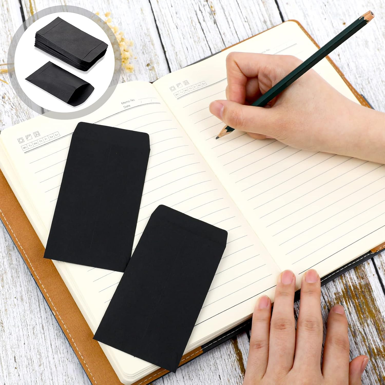 100Pcs Small Envelopes, Mini Black Envelopes, Black Small Envelopes, Black Small Envelopes for Seeds Coin Beads, Stamps Storage Packets Envelopes(4.44X2.32Inch) image number 2