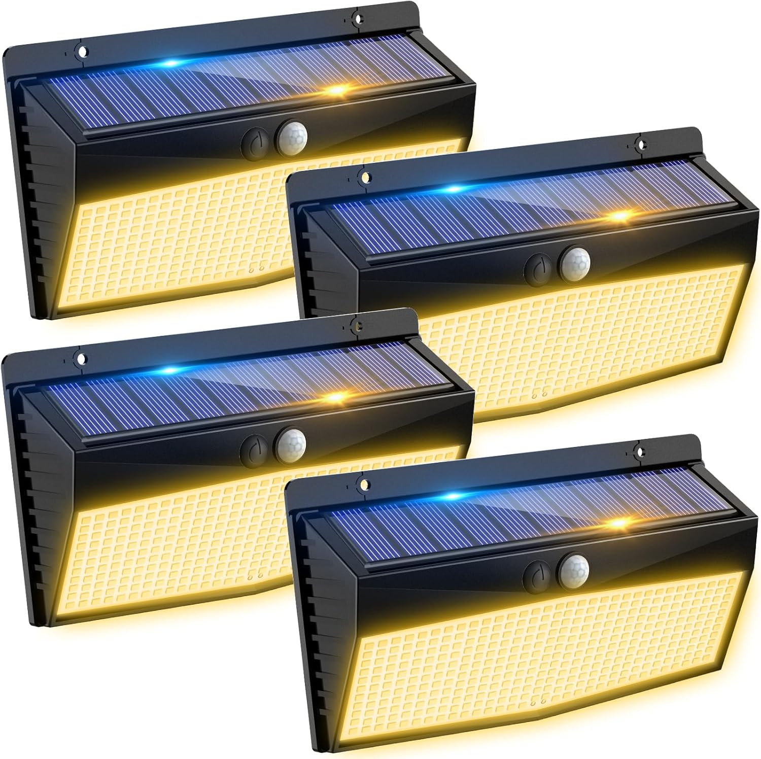 Peasur Pack of 2 368 LED Solar Lights for Outdoor Use with Motion Sensor, Solar Lights Lamp Outdoor, 3 Modes, IP65 Waterproof Solar Wall Light for Garden, Garage, Deck, Warm White