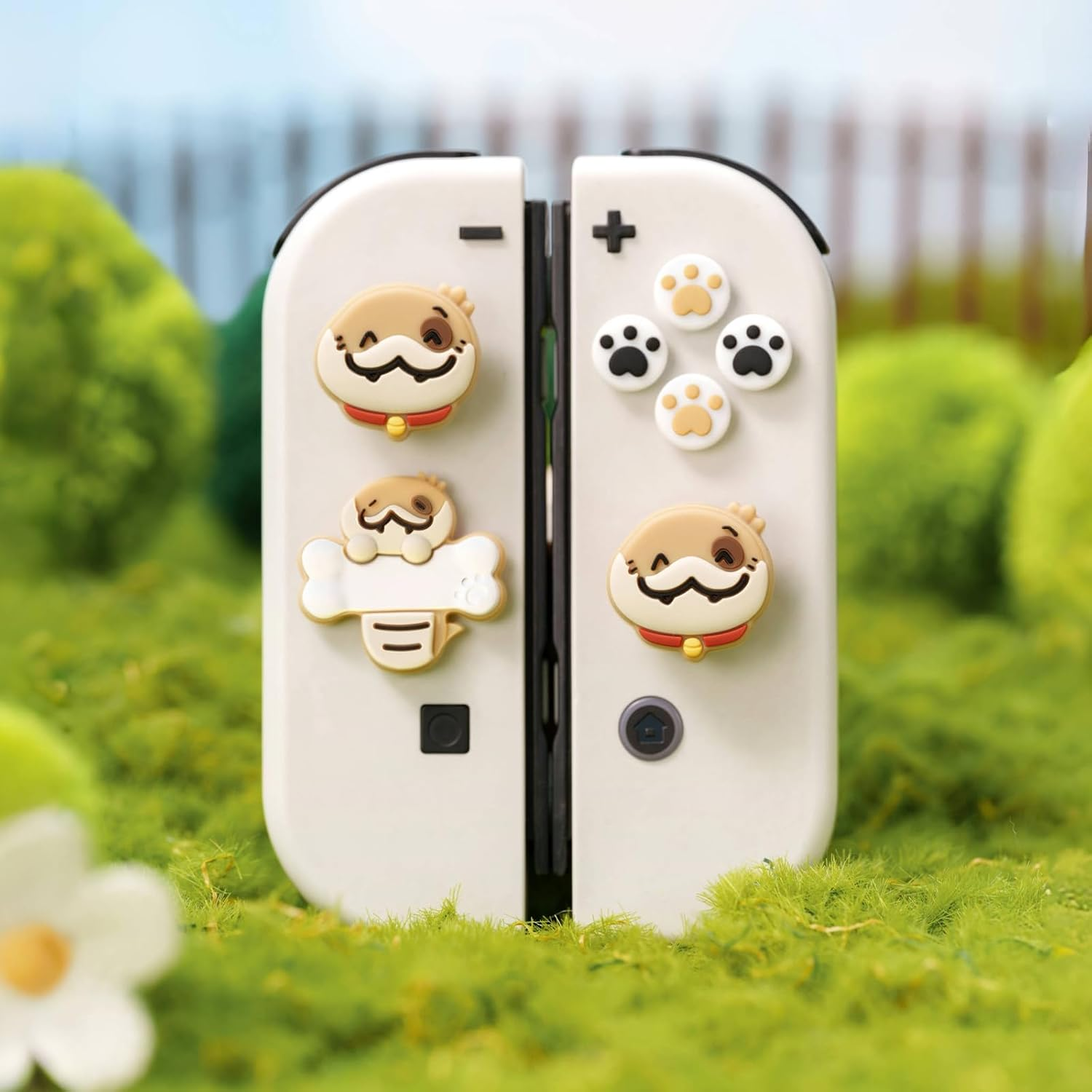 BUBBLELOGUS Soft Silicone ABXY Key Buttons Sticker Joystick Cover, Cute Cross D-Pad Button Caps Thumb Grips Set for Nintendo Switch/Oled Controller - Snake Spot image number 2