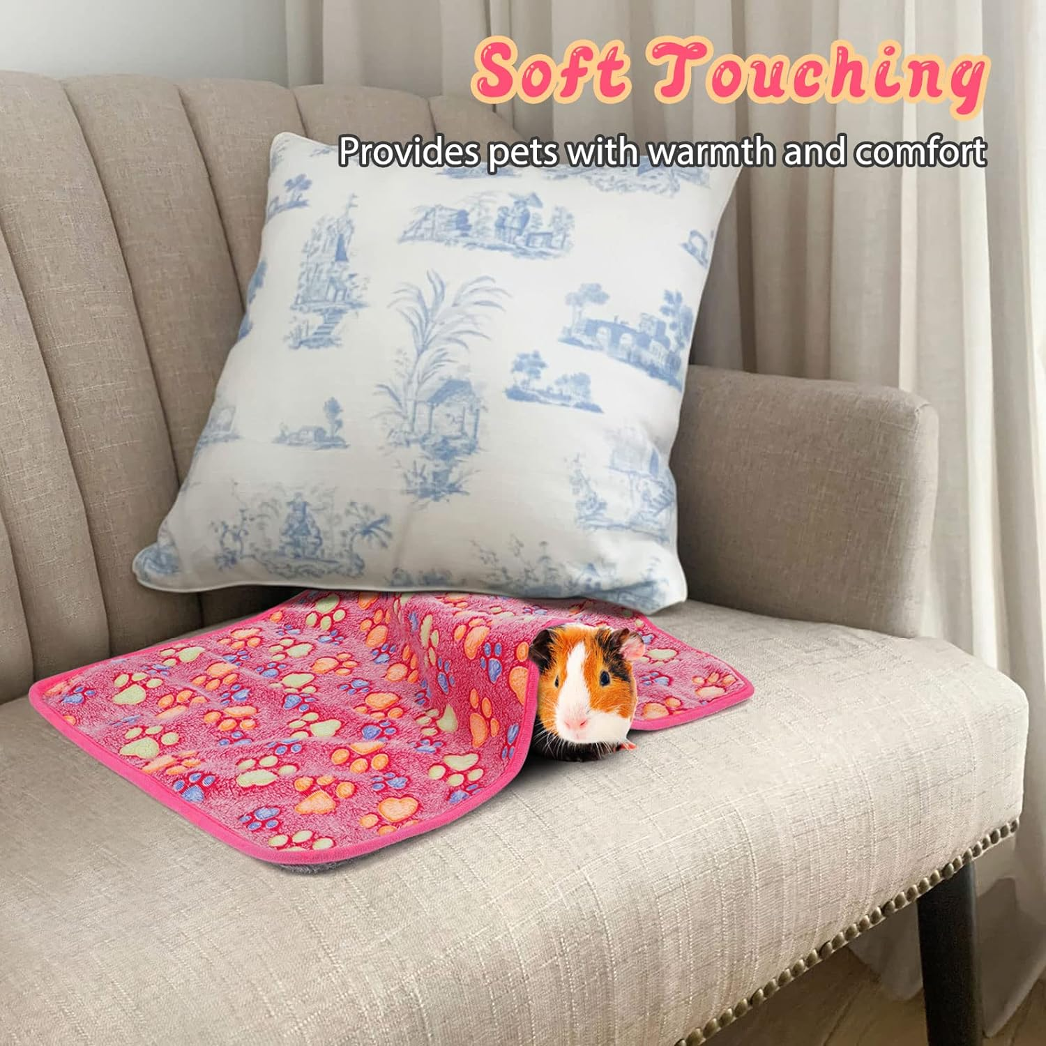 YUEPET Waterproof Guinea Pig Blankets Washable 3 Pack Small Animal Fleece Cage Liners Pet Soft Sleep Mat Pad Cover Warm Flannel Throw for Hamster Guinea Pig Rabbit Chinchilla Hedgehog Ferret 23"&times;16" image number 2