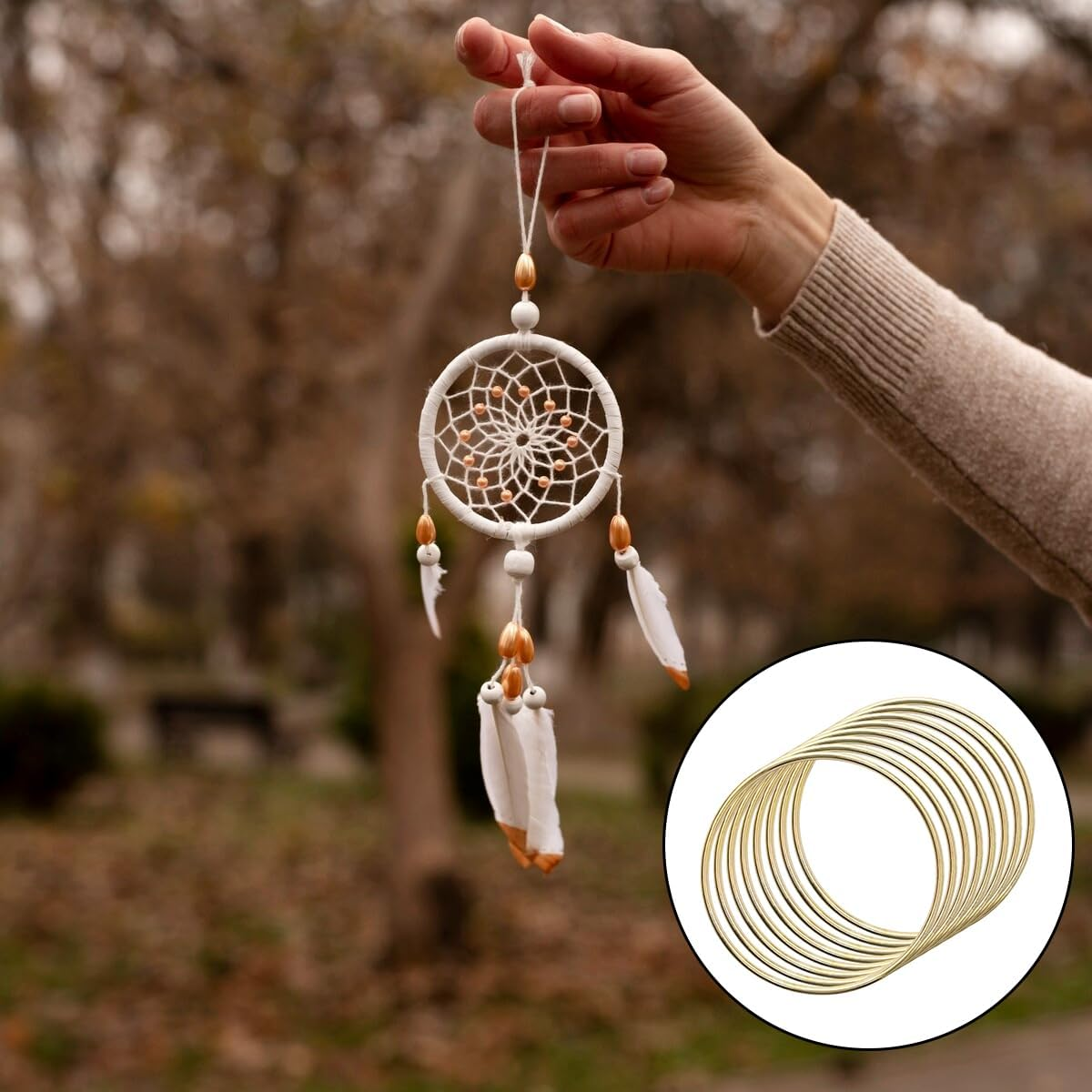 WELANE Dream Catcher Hoops, 8 PCS Gold Metal round Wreath Ring for Making Wedding Wreath, Dream Catcher, Wall Hanging Crafts (10Cm X 4Mm) image number 4