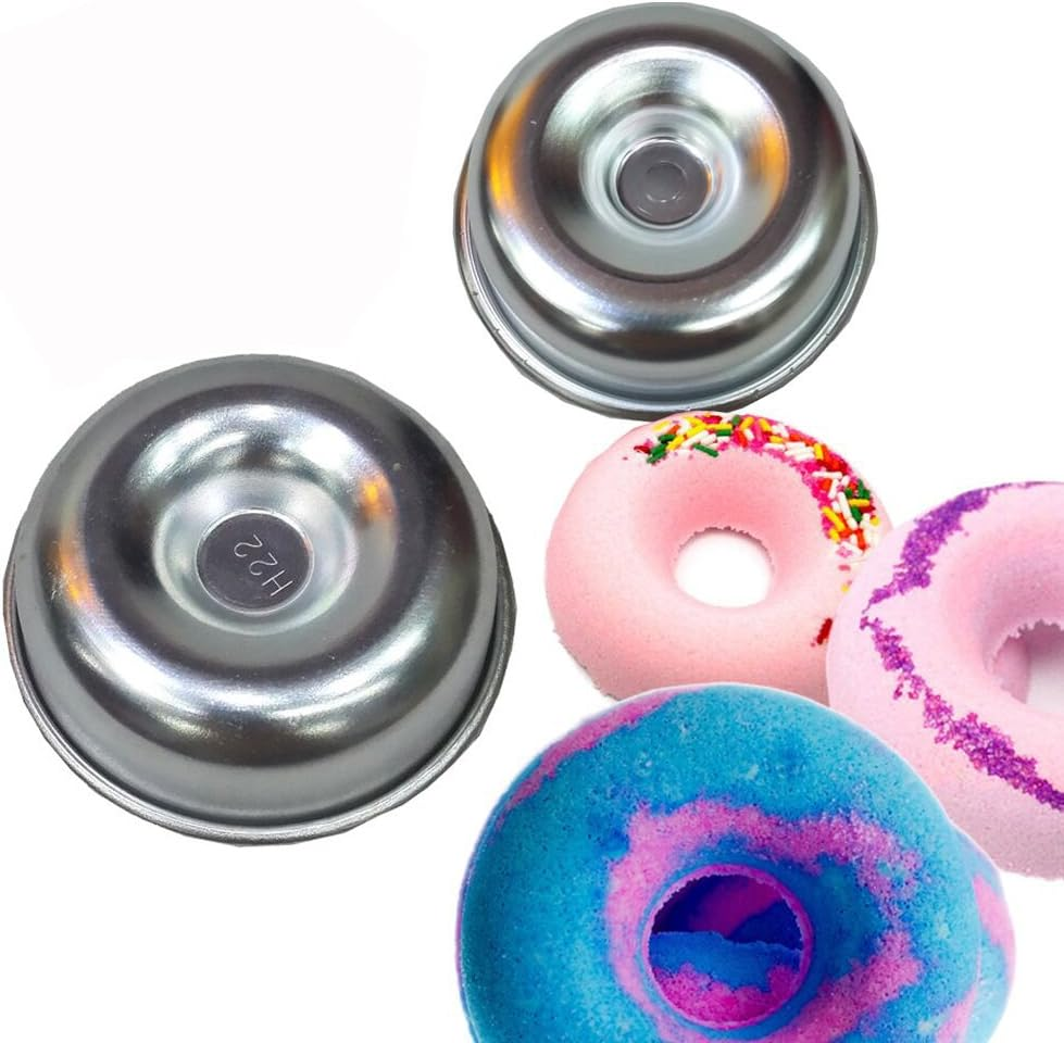 Tyoungg 2 Pieces Assorted Size Metal Donut Bath Bath Bomb Molds to Make Unique Cute Homemade or Business Bath Bombs(Donuts)
