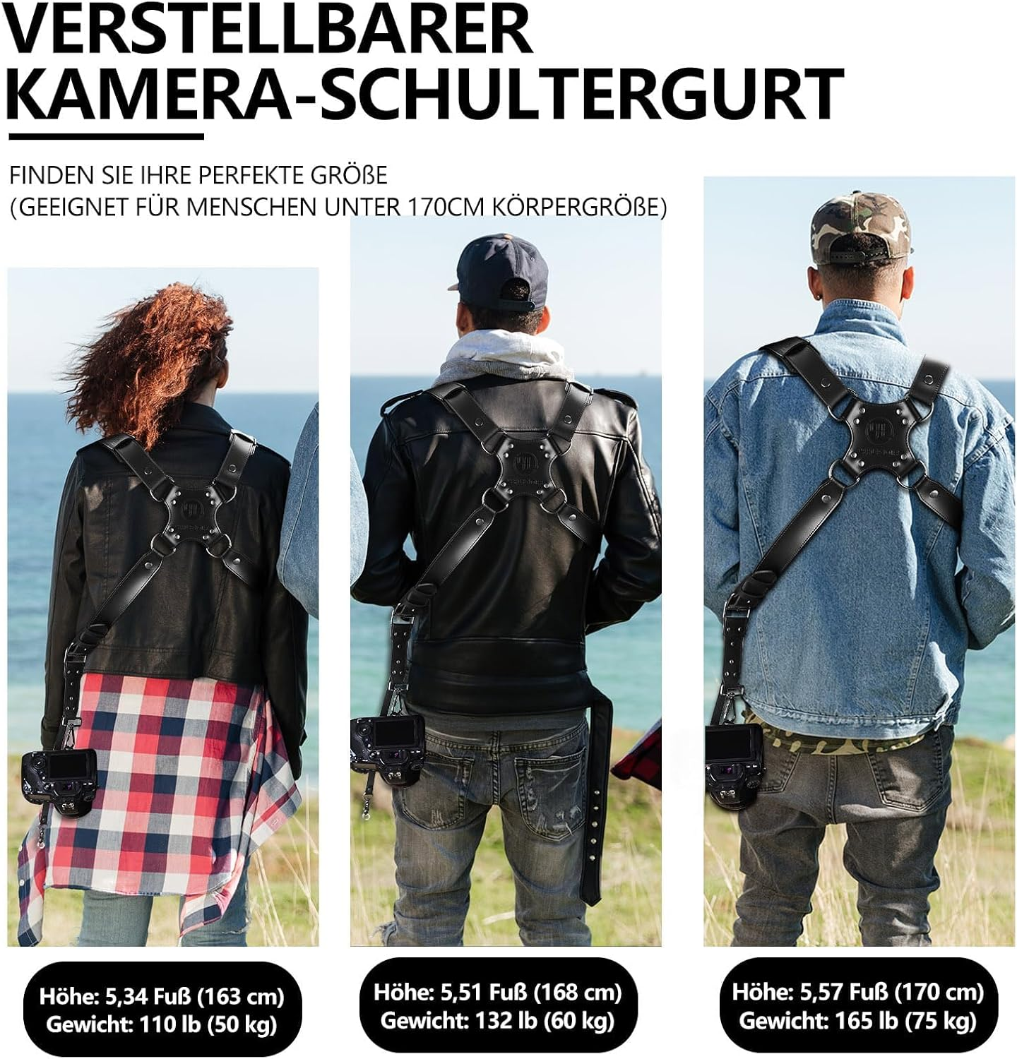 4J LEDR Camera Harness,Leather Dual Shoulder Strap for Photographer,Dual Camera Harness for 2 Cameras Carrying for Men&Women,Multi Camera Gear for DSLR/SLR Strap,Quick Release,Small Size